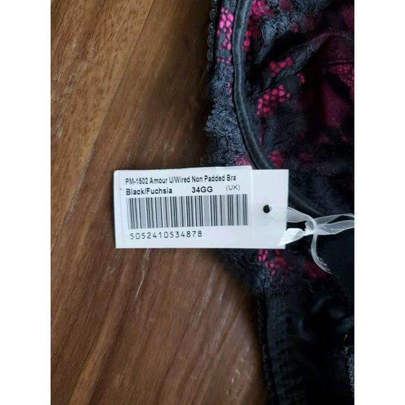 Pour Moi Unpadded Bra Fushcia Black 34gg - Picture 2 of 4